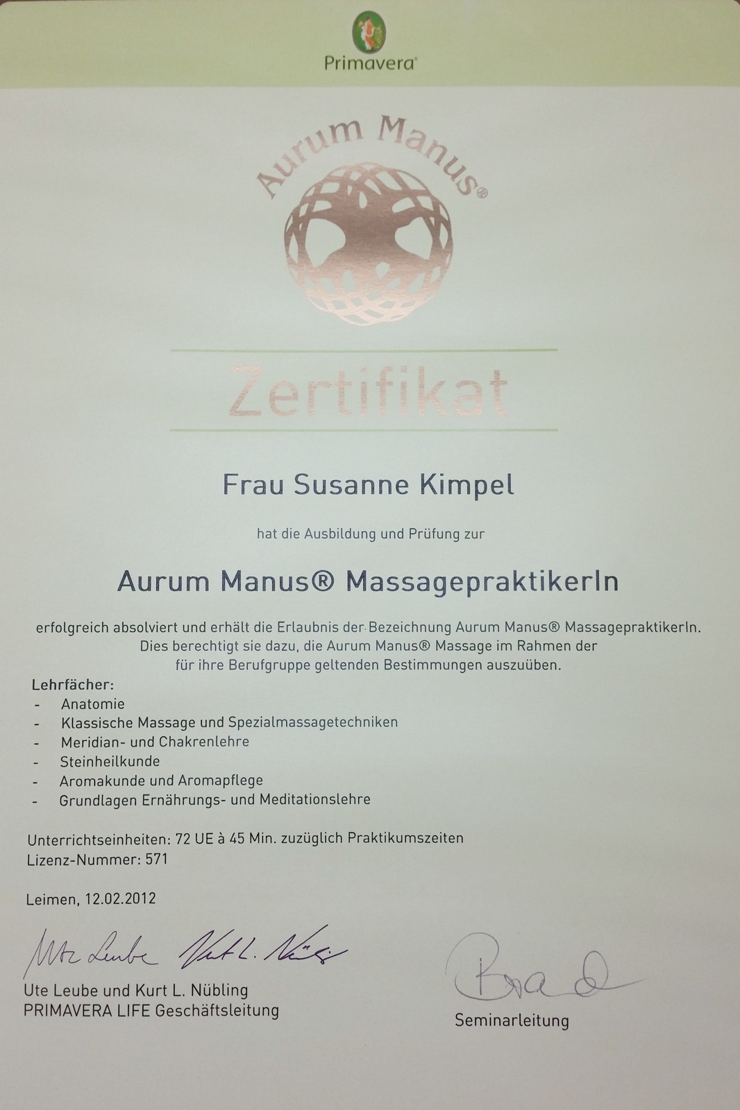 Aurum Manus Massage 12.02.2012